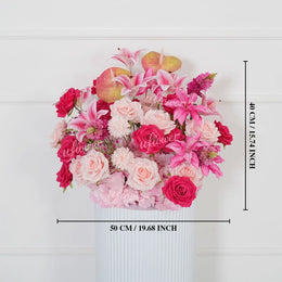 Uflower Rose Pink Floral Arrangement Wedding Backdrop Floral Props SET80193 - Uflower