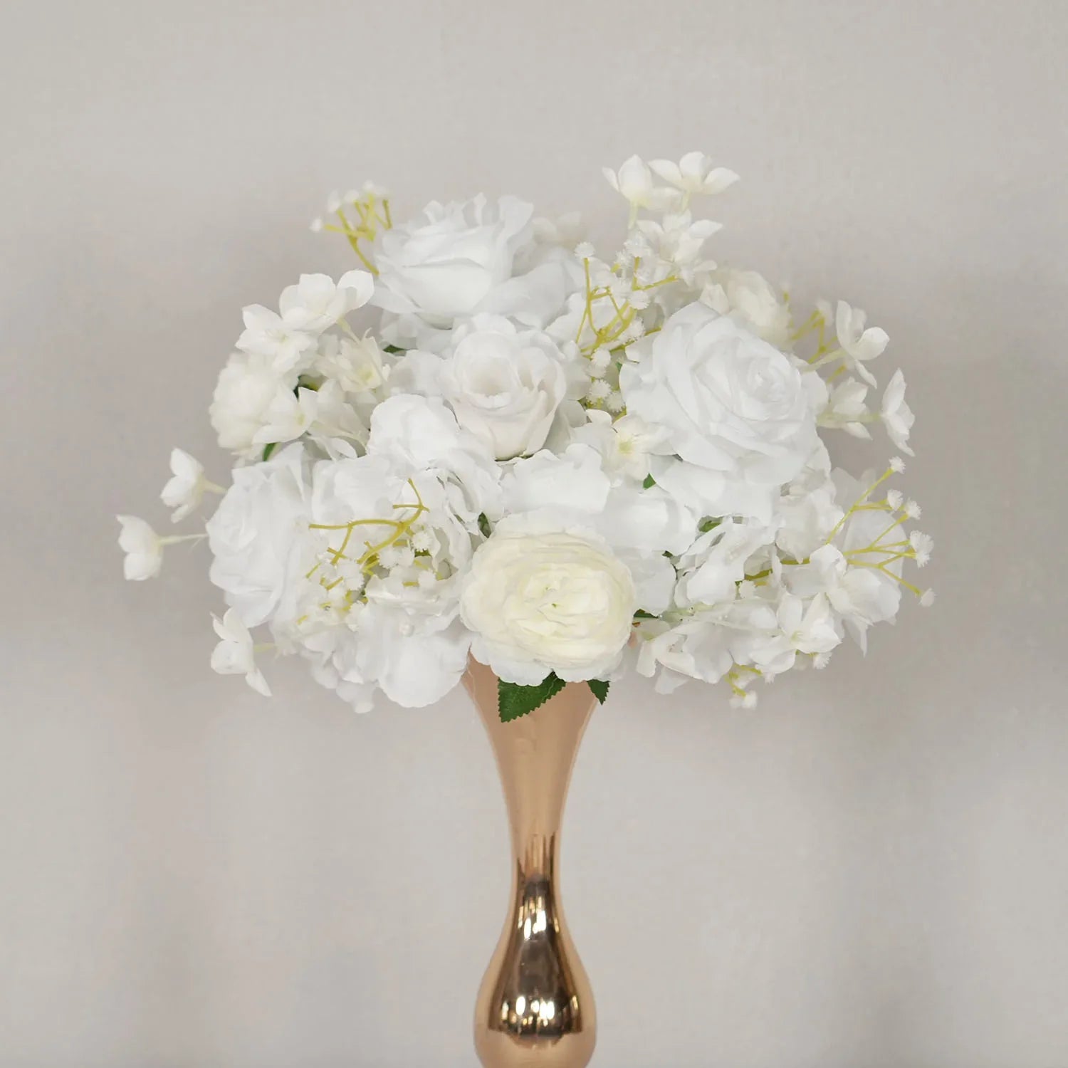 Uflower White Rose Baby's Breath Flower Ball For Table Centerpieces MB80080 - Uflower