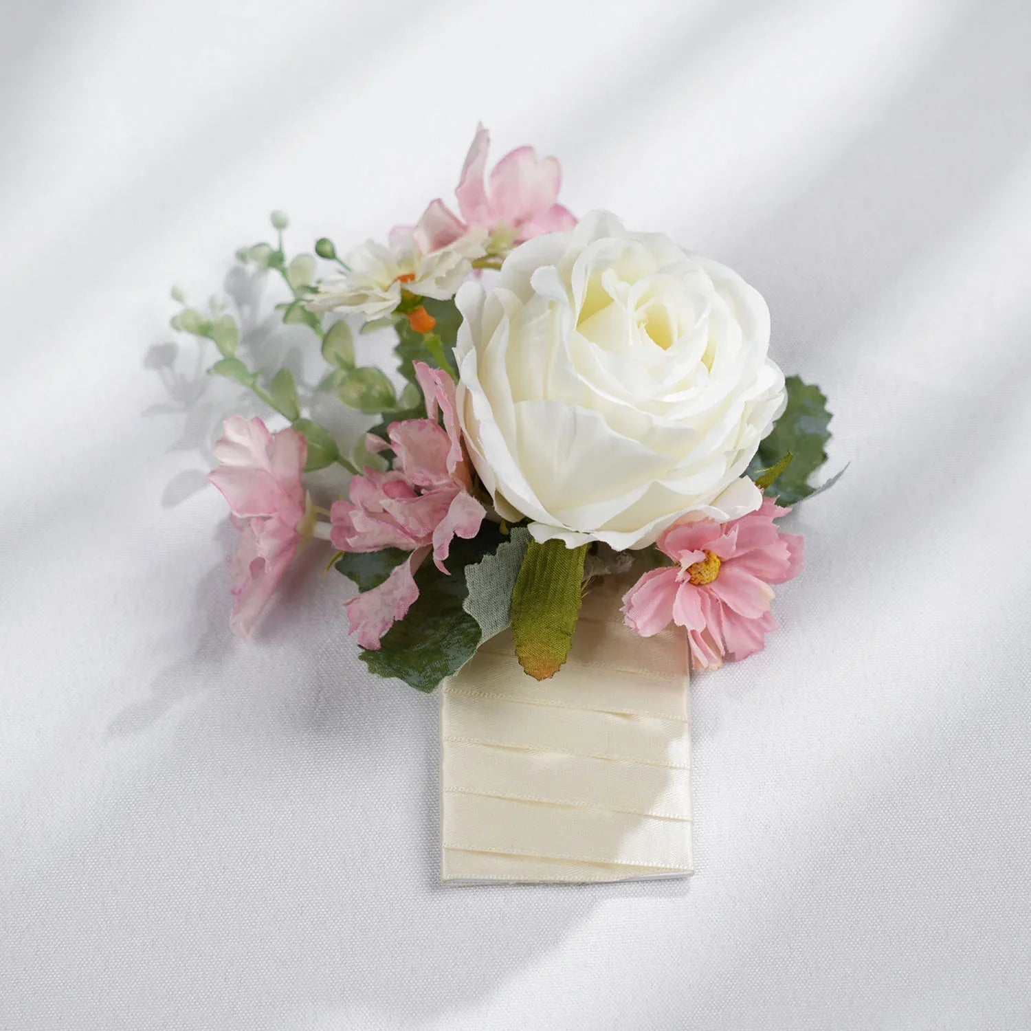 Uflower Pink White Series Bride Bouquet Wrist Corsage Groom Boutonniere Wedding Event Supplies SET80080-01 - Uflower