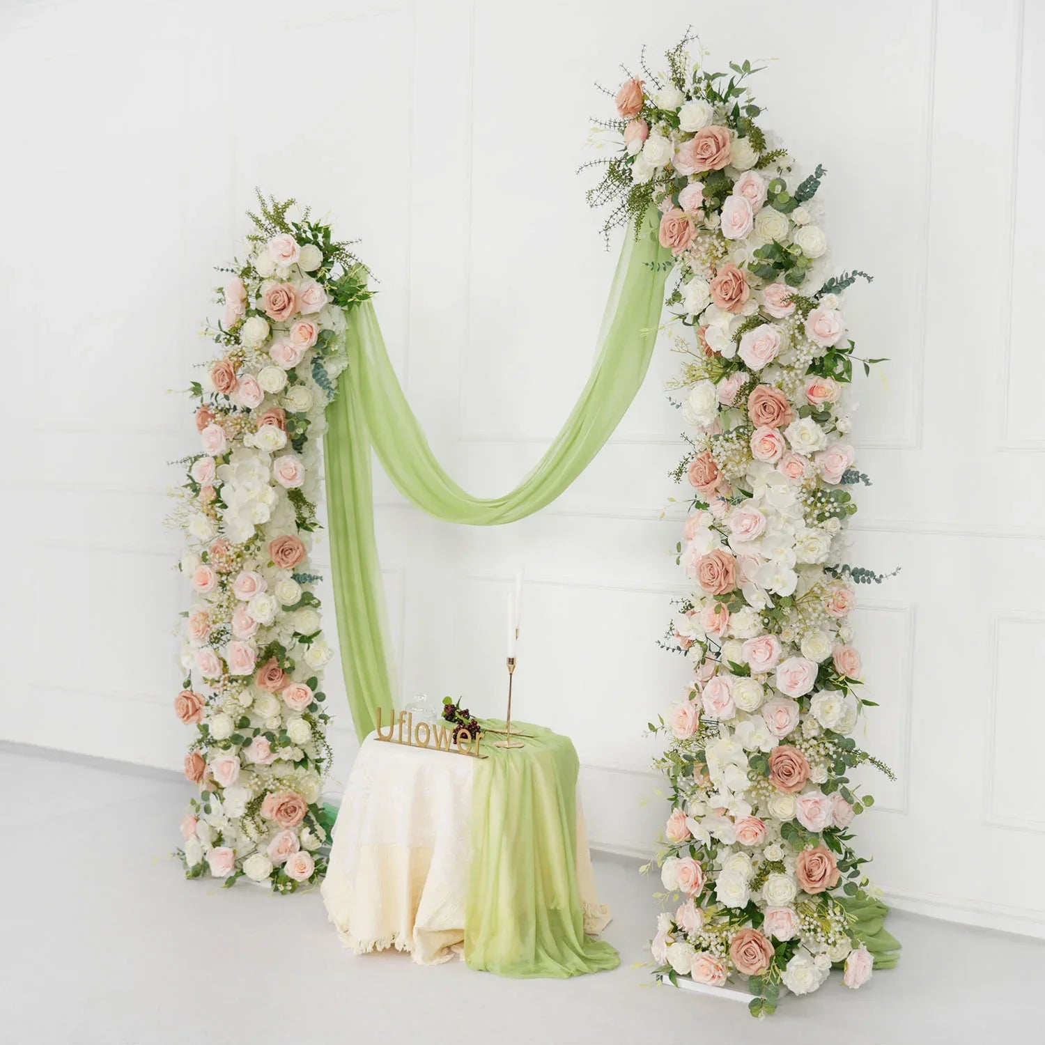 Uflower White 5D Horn Arch Flower Wedding Decor SET80060 - Uflower