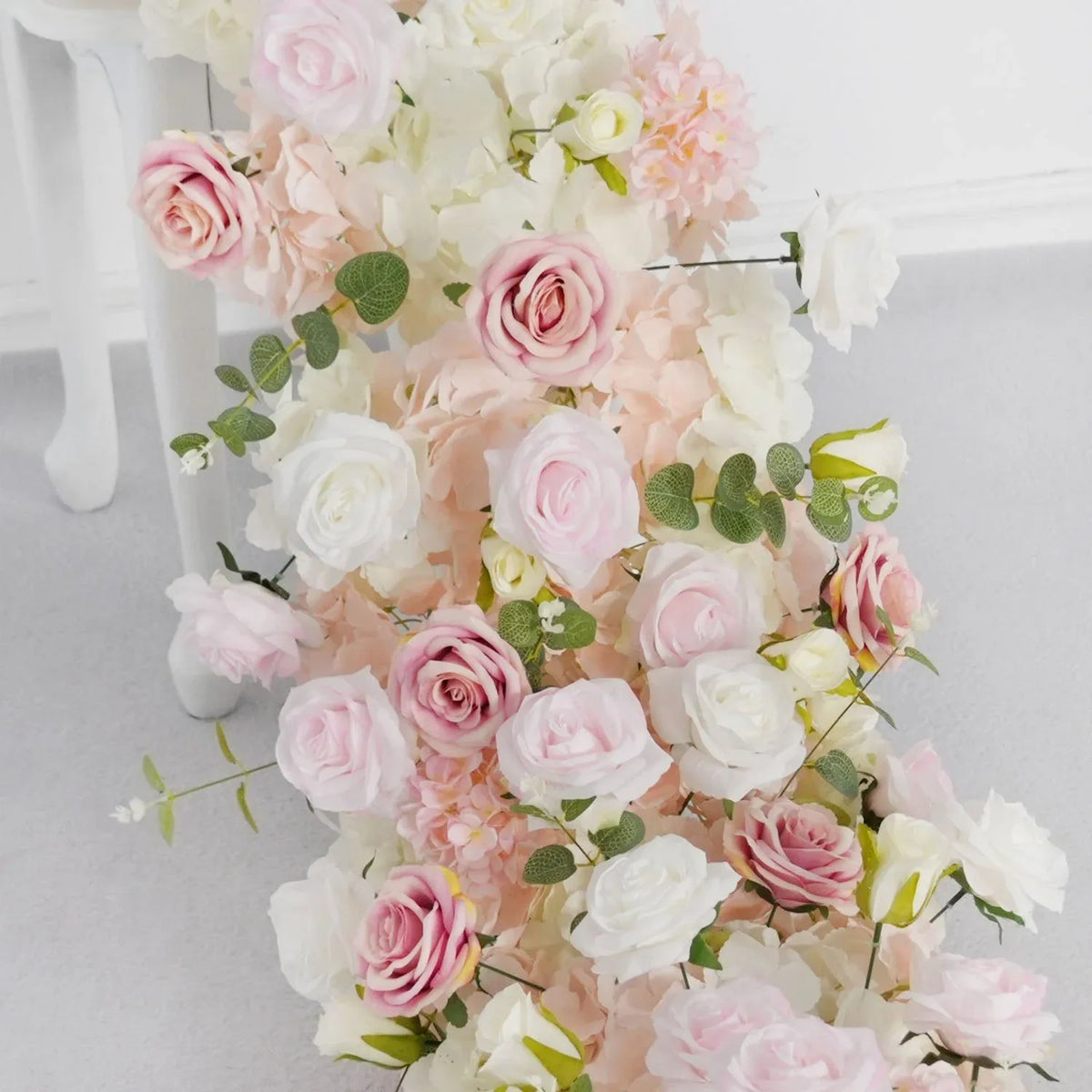 Uflower Pink Rose Table Runner Sofa Floral Wedding Backdrop Decor SET80096 - Uflower