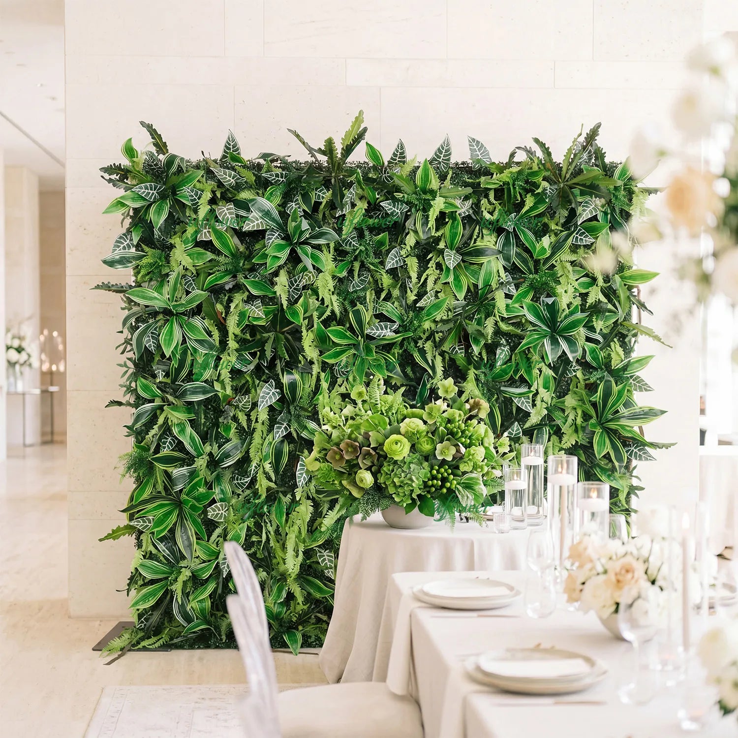 Uflower Green Brazilian Leaf Wall for Wedding Event Decor SET80255-01