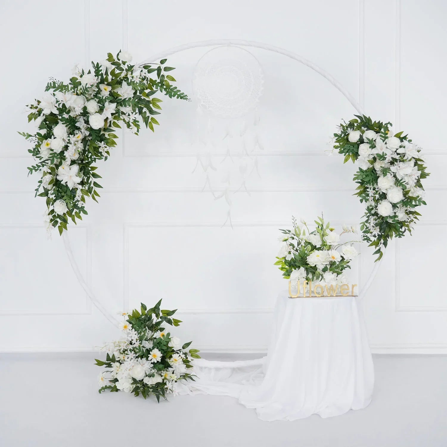 Uflower Artificial White Flower Row KT Background Wedding Decor SET80062 - Uflower