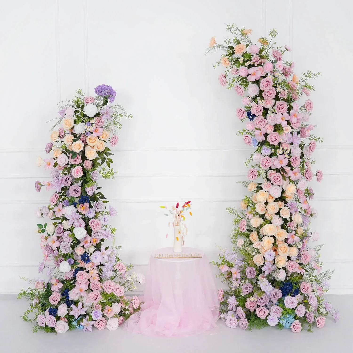 Uflower Pink Purple Rose Floral Arch Wedding Backdrop Decor SET80100 - Uflower