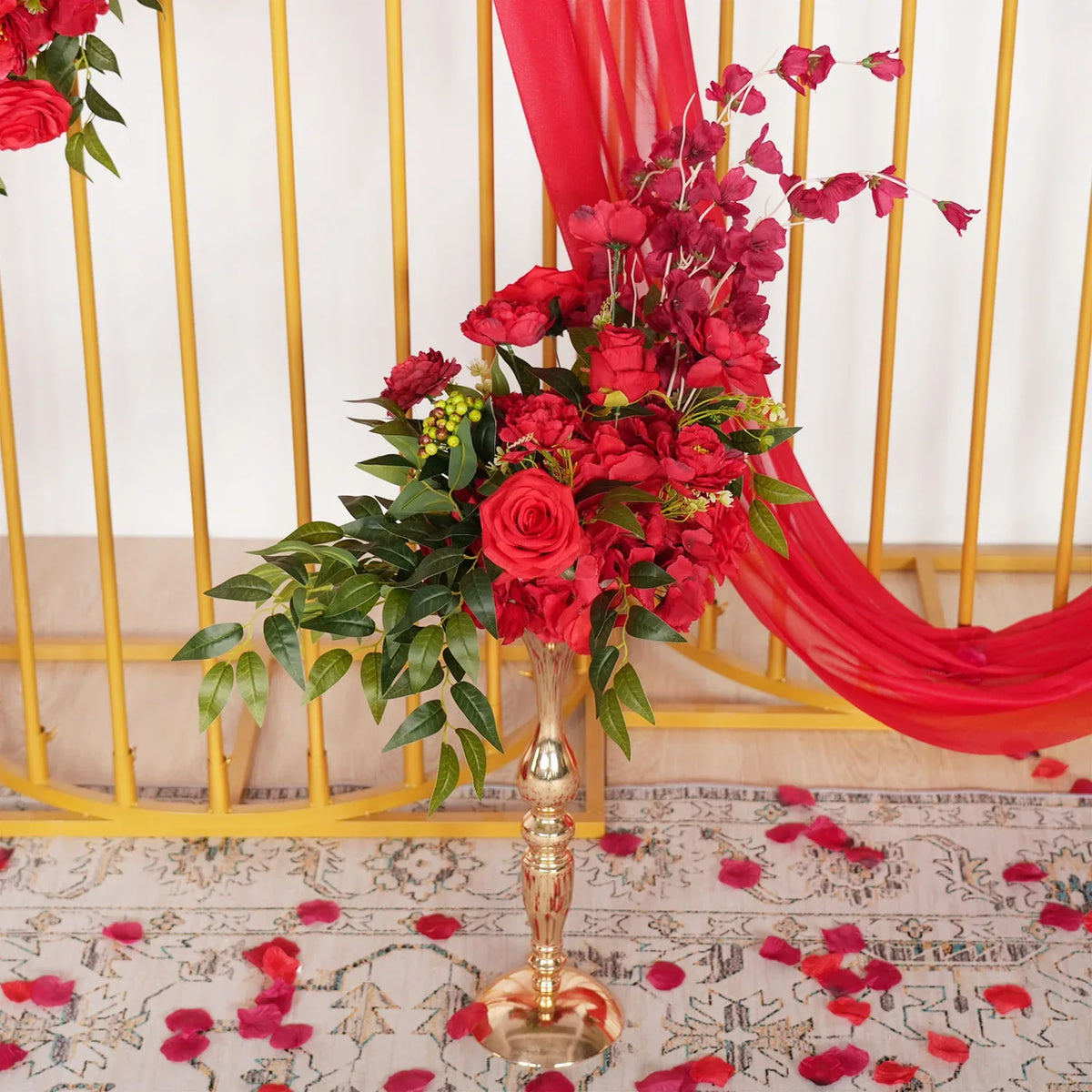Uflower Artificial Red Wedding KT Backdrop Flower Decor SET80059 - Uflower