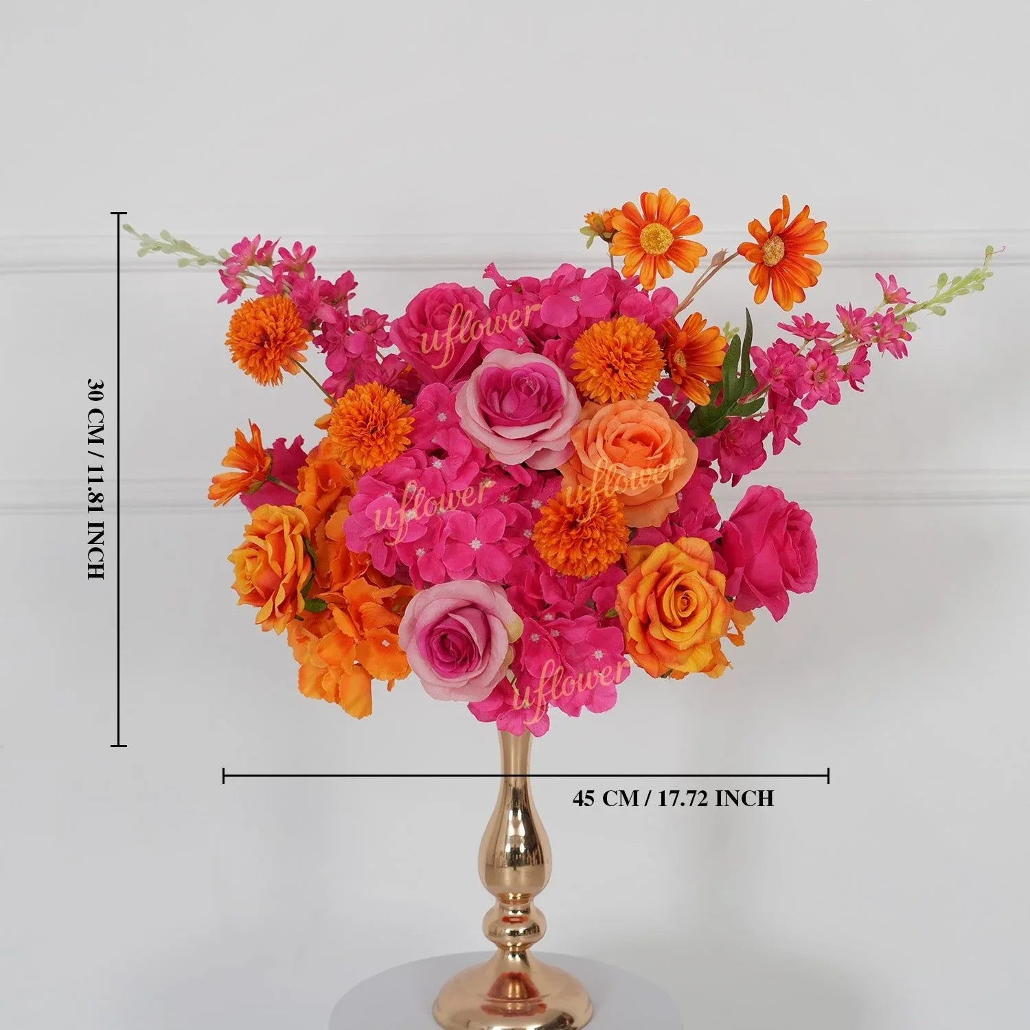 Uflower Rose Red Orange Flower Wedding Backdrop Arch Floral Arrangement SET80202 - Uflower