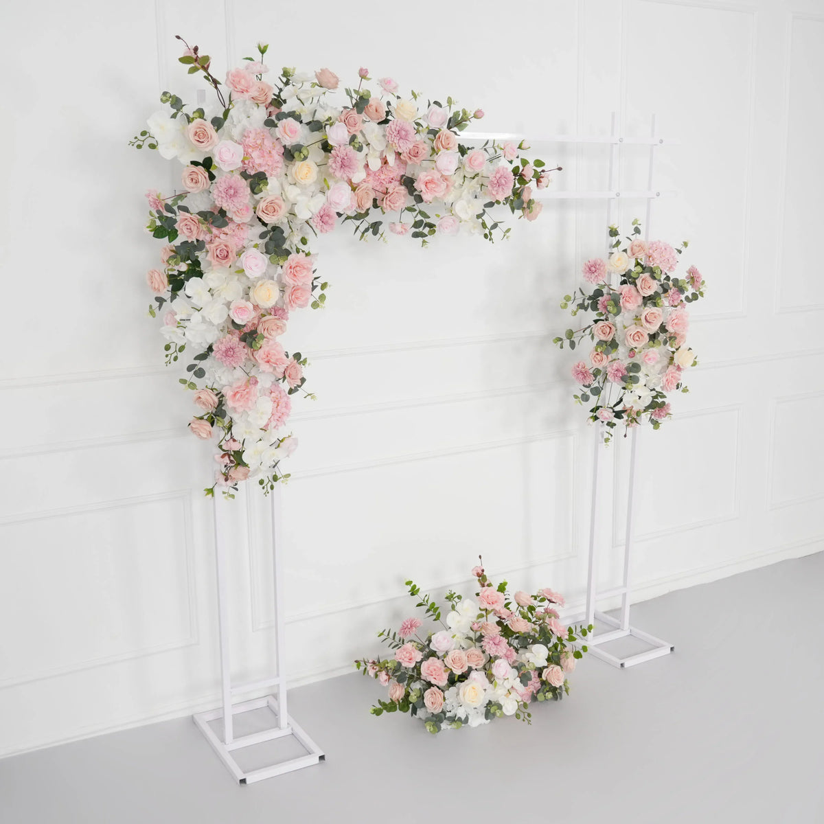 Uflower Wedding Backdrop Pink Rose Green Leaf Floral Arrangement SET80