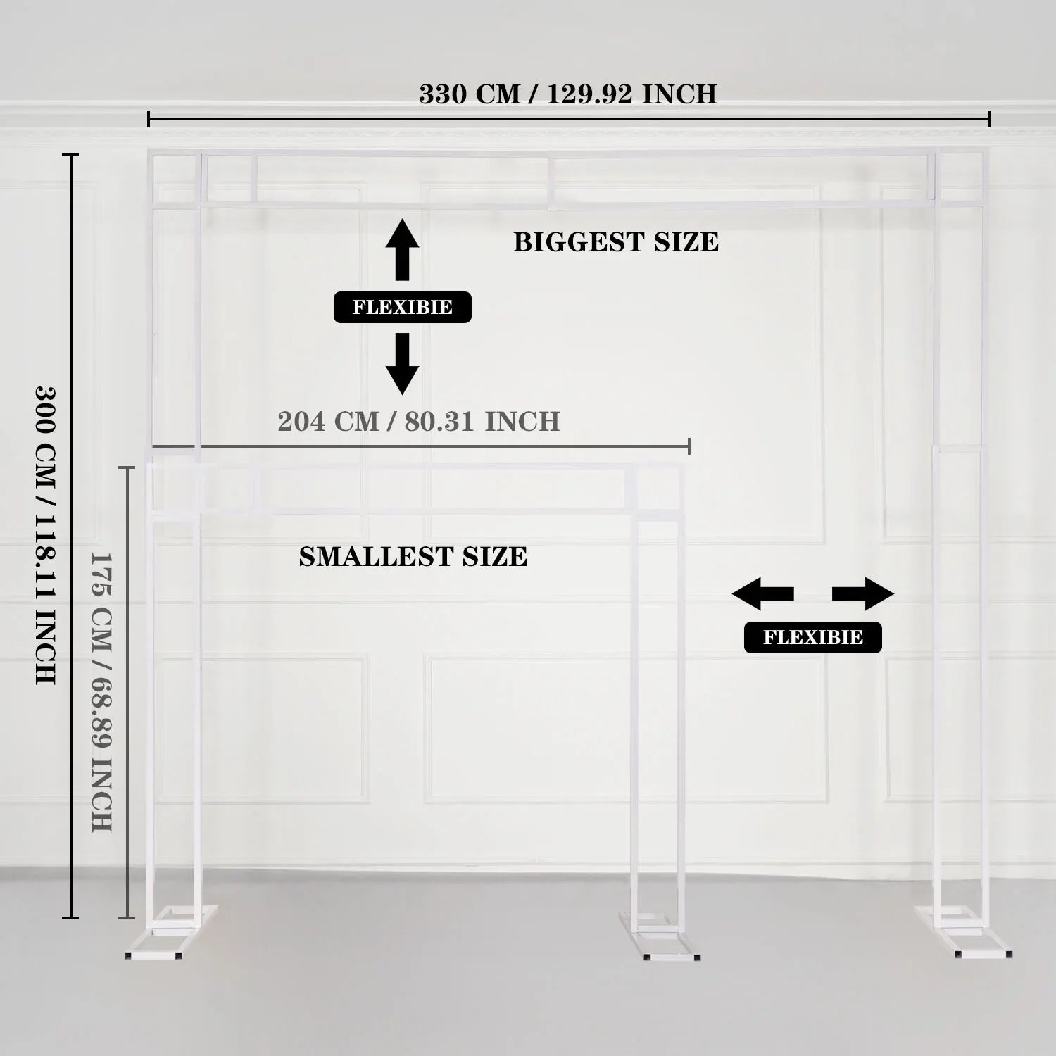Uflower White Gold Retractable Flower Stand Adjustable Wedding Stage Background Shelf MSD80002 - Uflower