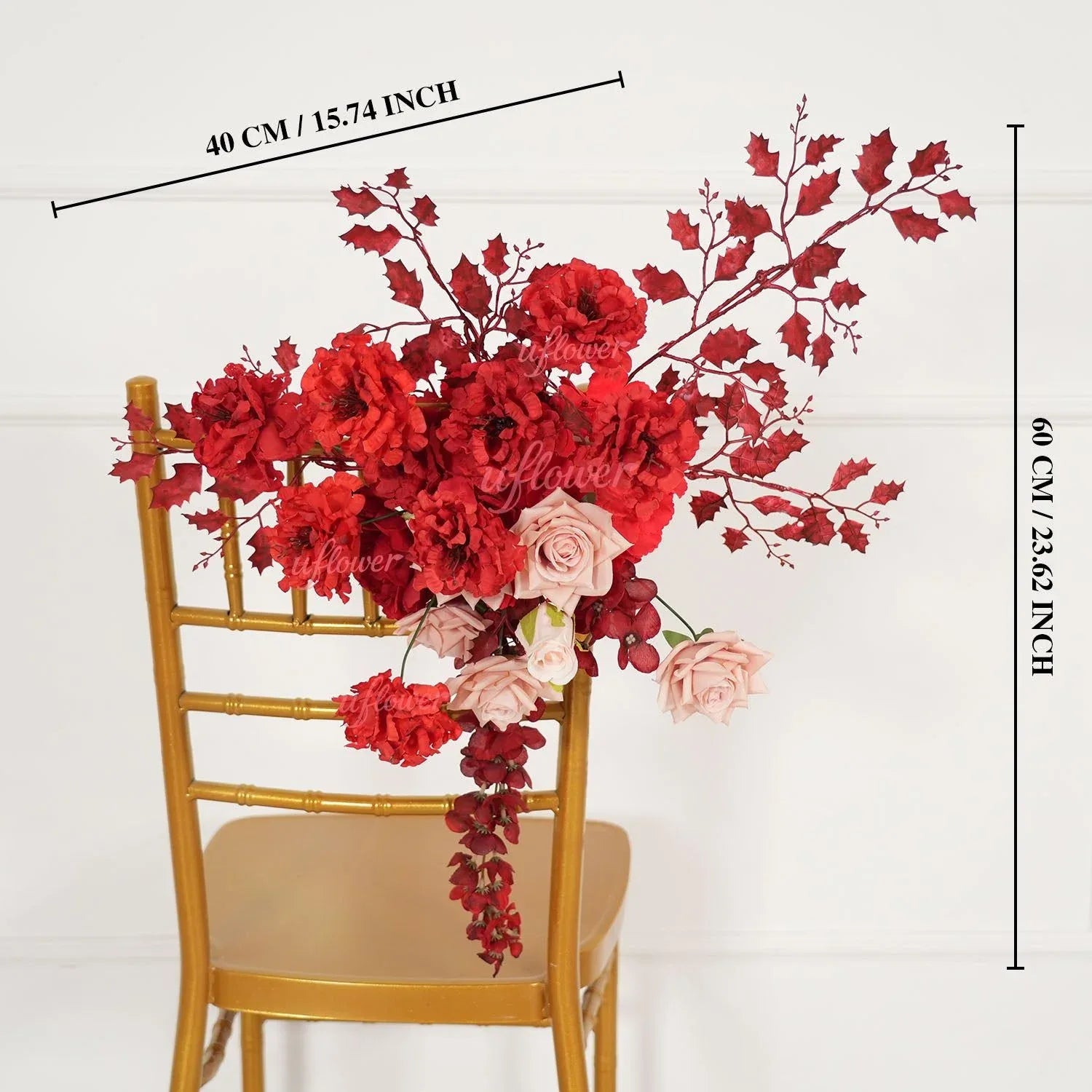 Uflower Red Flower Row Decor KT Board Wedding Arrangement Props SET80164 - Uflower