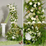 Décor de toile de fond pour fête de mariage en arche florale blanche Uflower, verdure, corne, ENSEMBLE80220