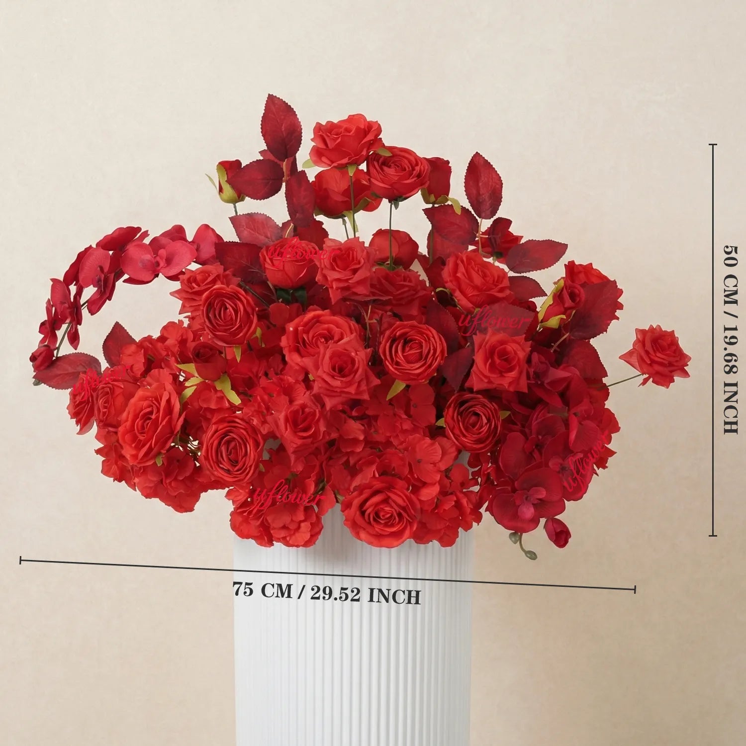 Uflower Artificial Red Rose Wedding KT Backdrop Flower Row Decor SET80203