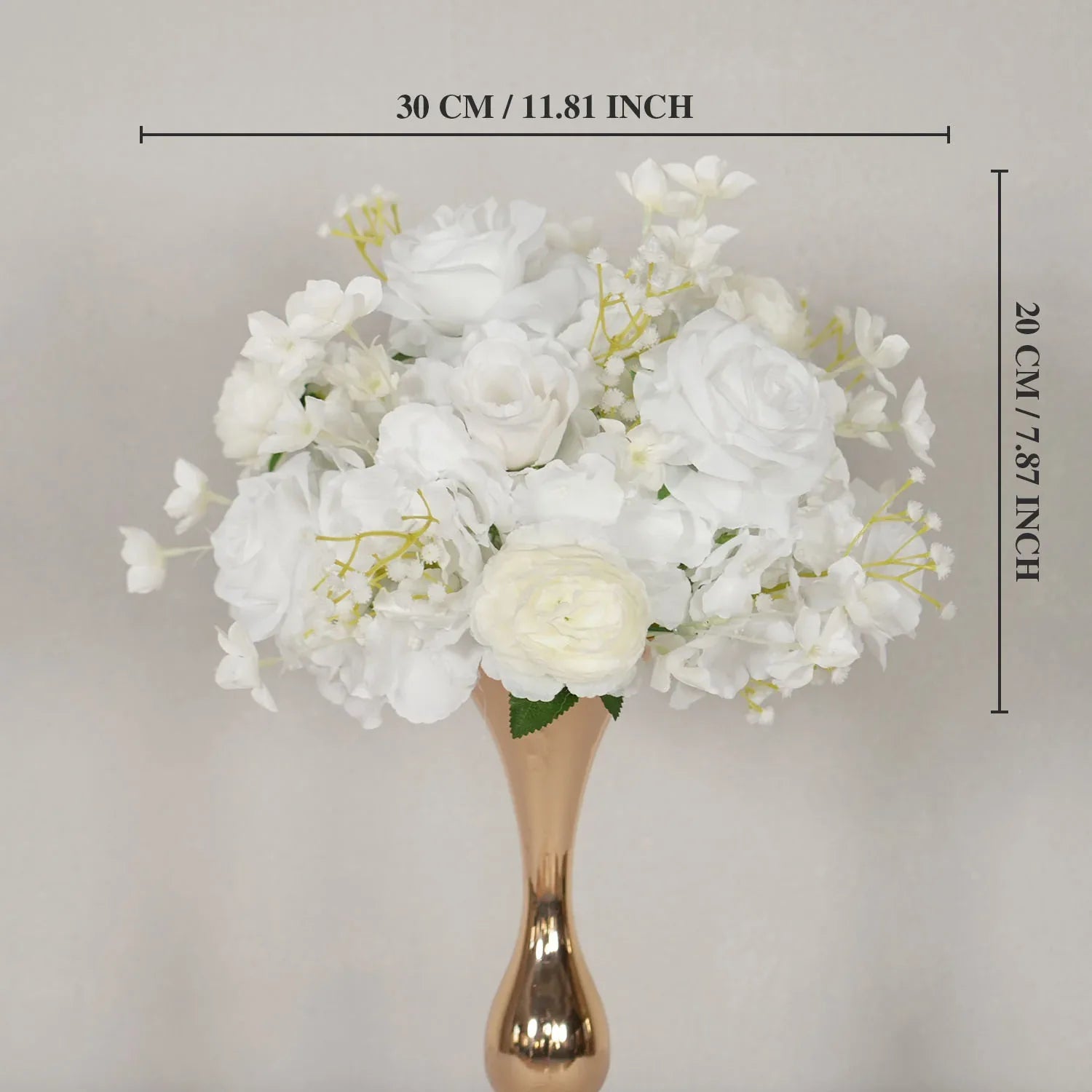 Uflower White Rose Baby's Breath Flower Ball For Table Centerpieces MB80080 - Uflower