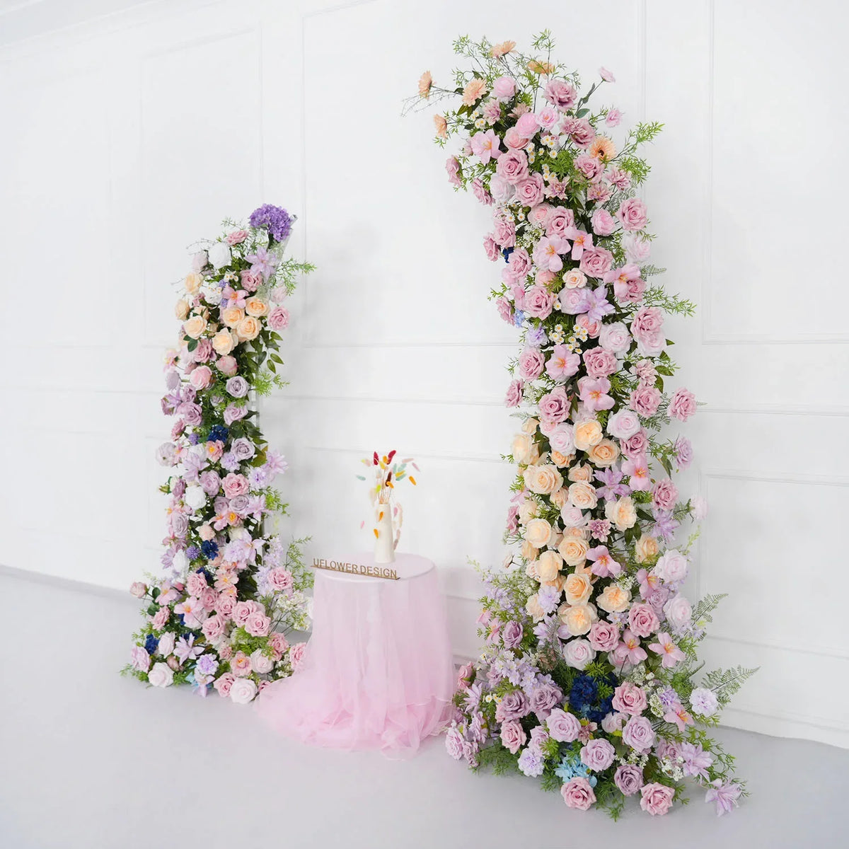 Uflower Pink Purple Rose Floral Arch Wedding Backdrop Decor SET80100 - Uflower
