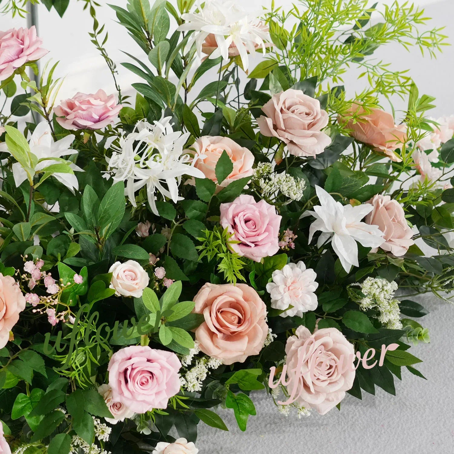 Uflower Pink Rose Green Leaf Hang Flower Floor Floral Wedding Party Event Props SET80148 - Uflower