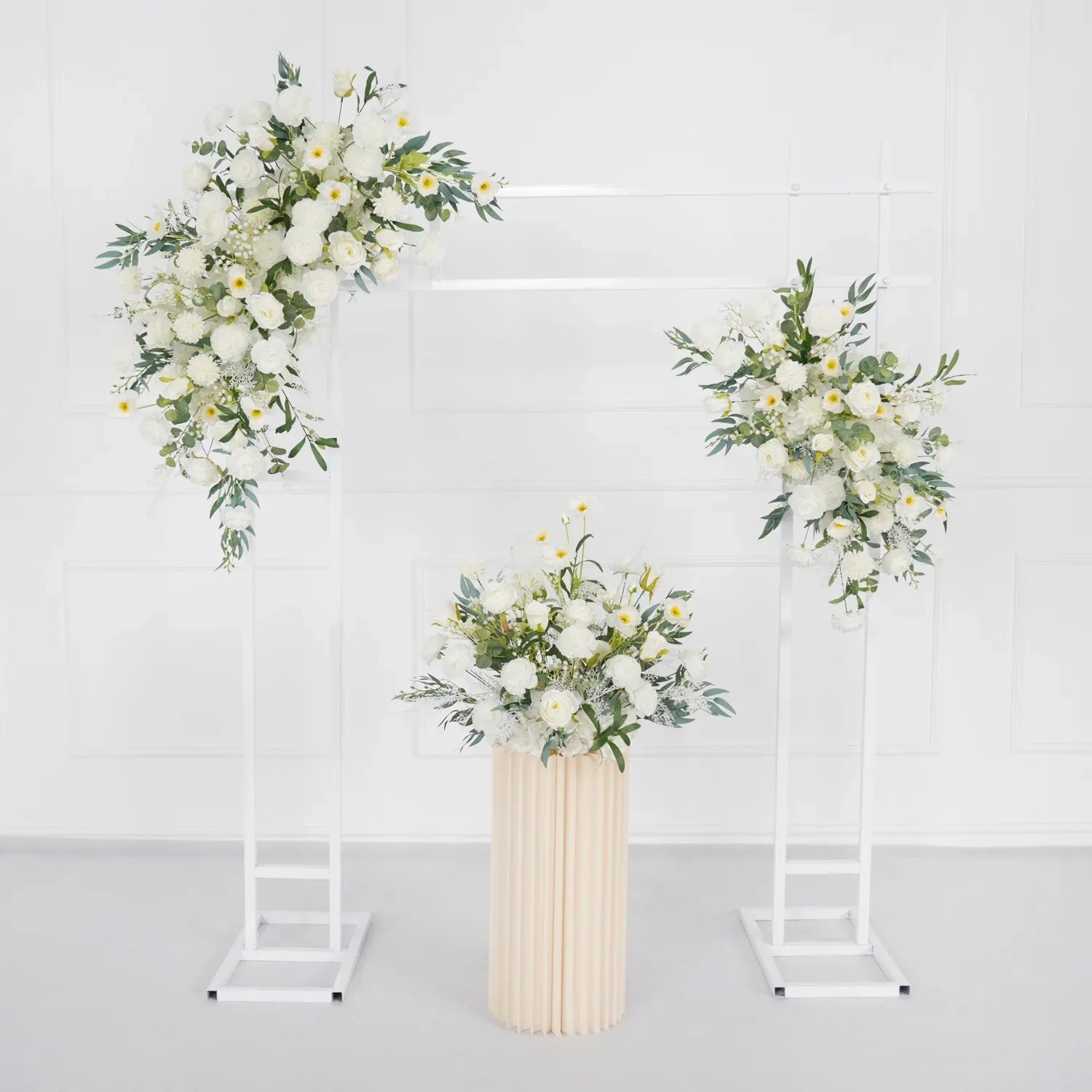 Artificial White Green Wedding KT Backdrop Flower Row Decor SET80075 - Uflower