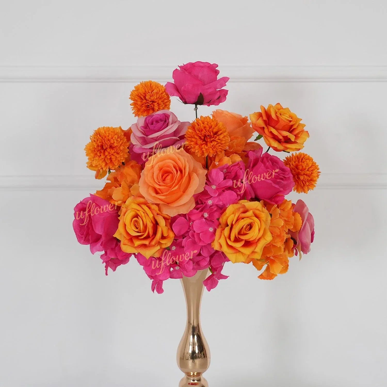 Uflower Rose Red Orange Flower Wedding Backdrop Arch Floral Arrangement SET80202 - Uflower