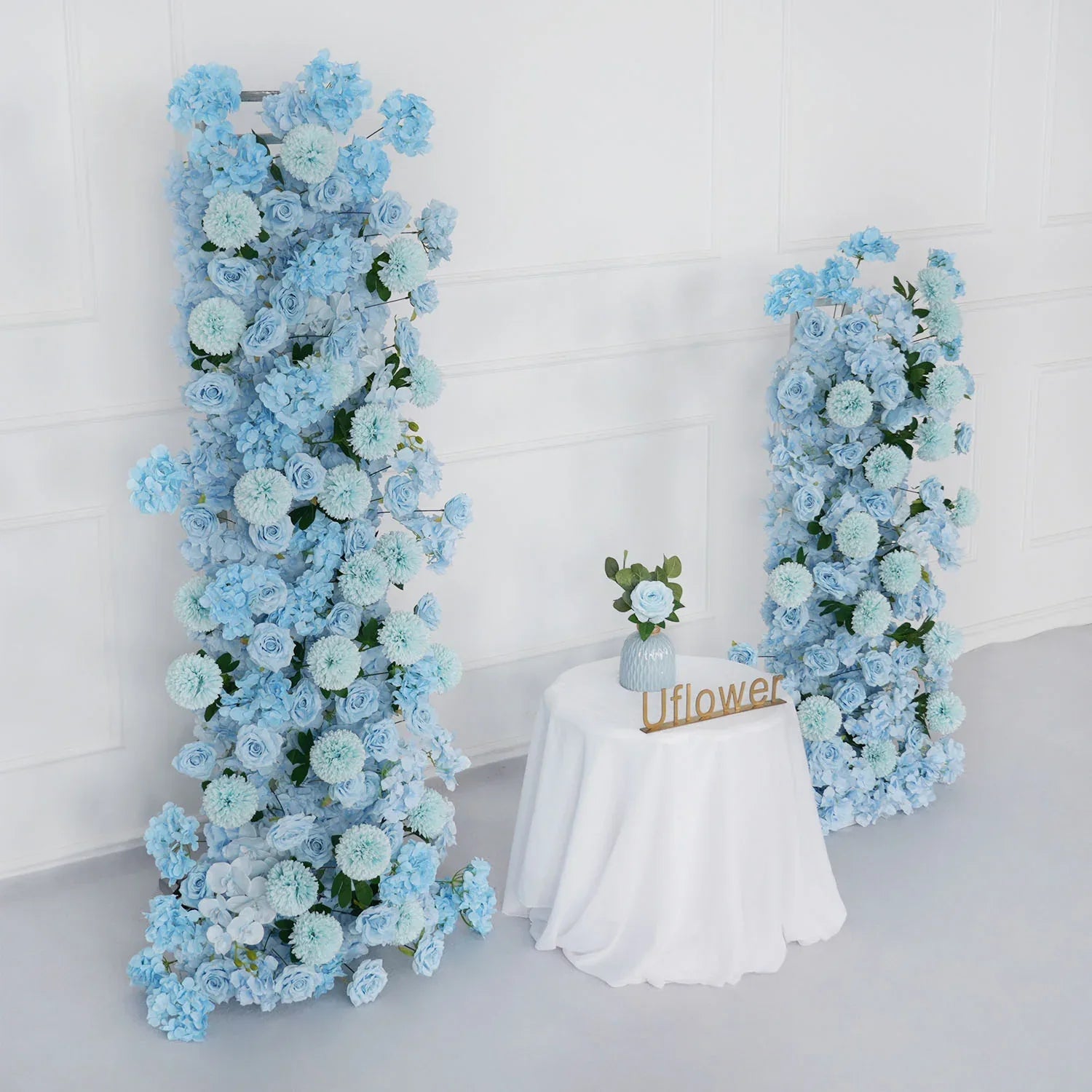 Uflower Blue Rose Orchid Pompoms Wedding Background Arch KT Board Decorative Flower SET80084 - Uflower
