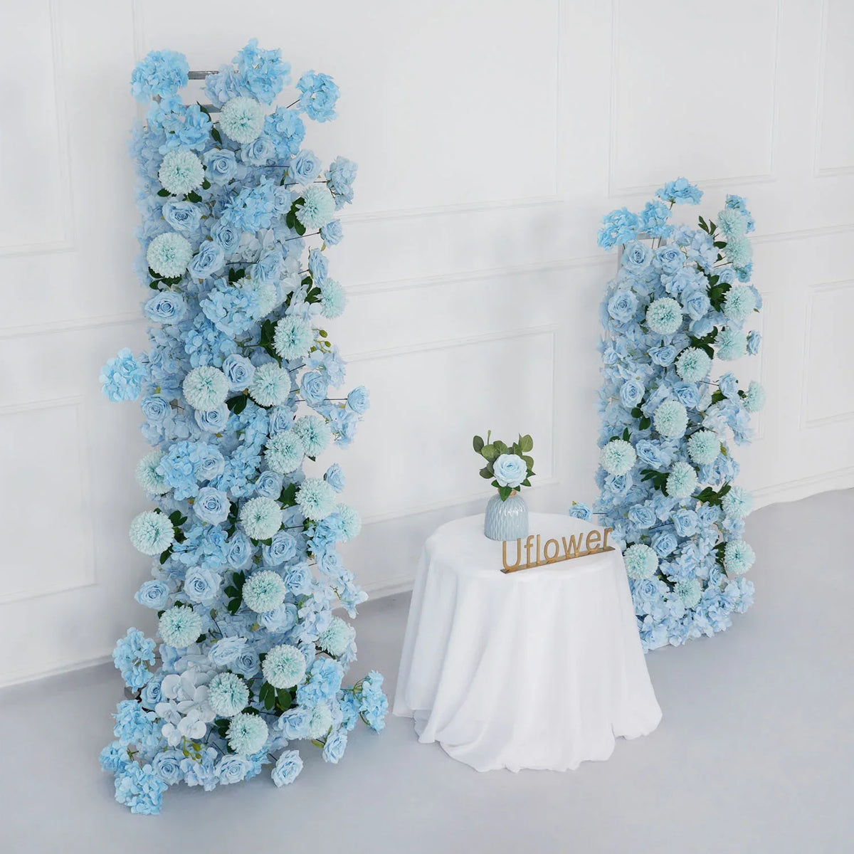 Uflower Blue Rose Orchid Pompoms Wedding Background Arch KT Board Decorative Flower SET80084 - Uflower