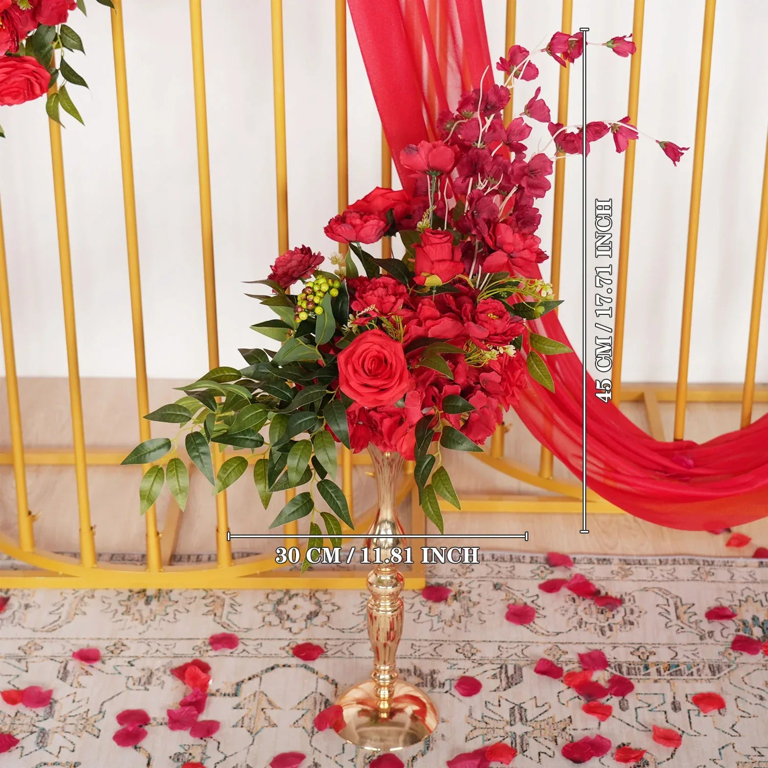 Uflower Artificial Red Wedding KT Backdrop Flower Decor SET80059 - Uflower