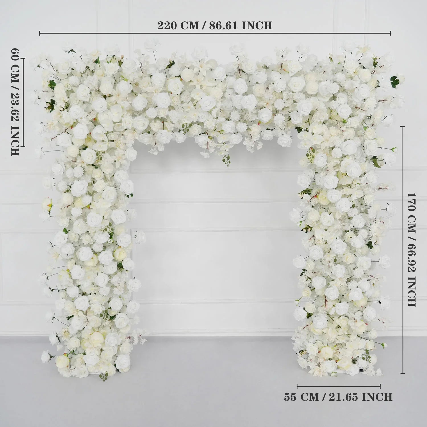 White Rose Flower Row Wedding Background Frame Arch SET80079 - Uflower