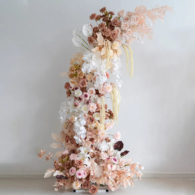 Uflower Brown Floral Arrangement Horn Arch Wedding Backdrop Props SET80222-01