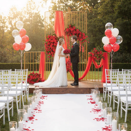 Uflower Artificial Red Wedding KT Backdrop Flower Decor SET80059 - Uflower