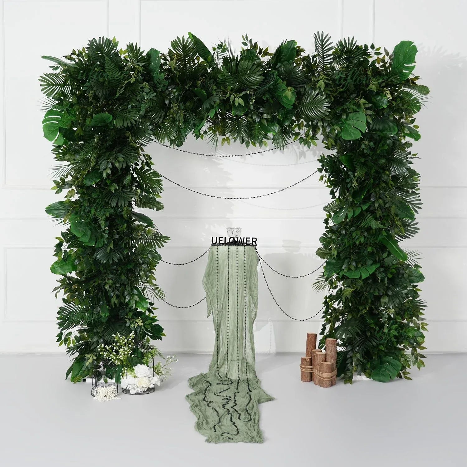 Uflower Artificial Green Leaves Flower Row Wedding KT Backdrop Decor SET80160 - Uflower