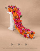 Uflower 200cm Rangée de fleurs rose rouge orangé avec des draperies MC89002-02