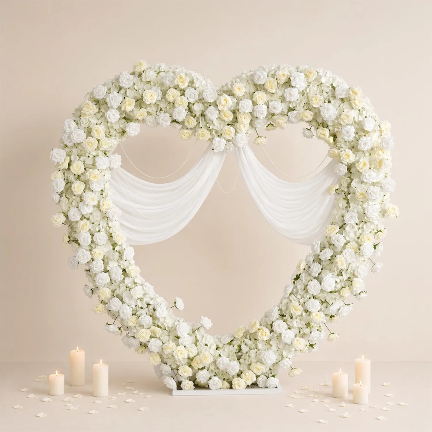 Uflower 2m*2m White Rose Heart-Shaped Arch Wedding Decor MC80015
