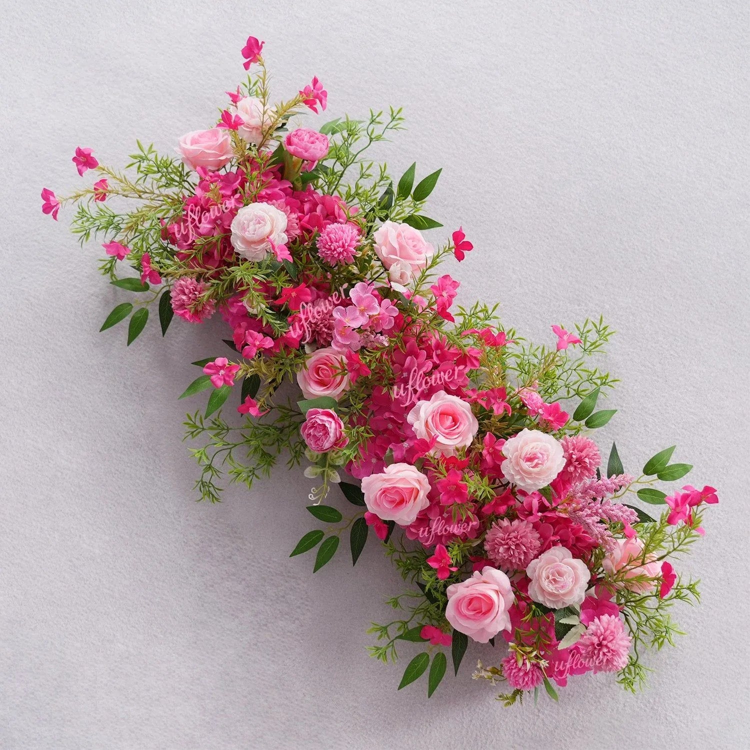 Uflower Rose Red Rose Greenery Flower Row Wedding KT Backdrop Decor SET80130 - Uflower