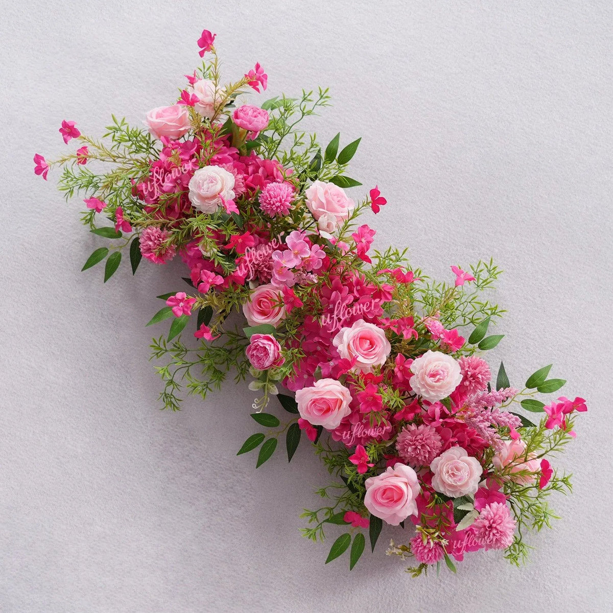 Uflower Rose Red Rose Greenery Flower Row Wedding KT Backdrop Decor SET80130 - Uflower