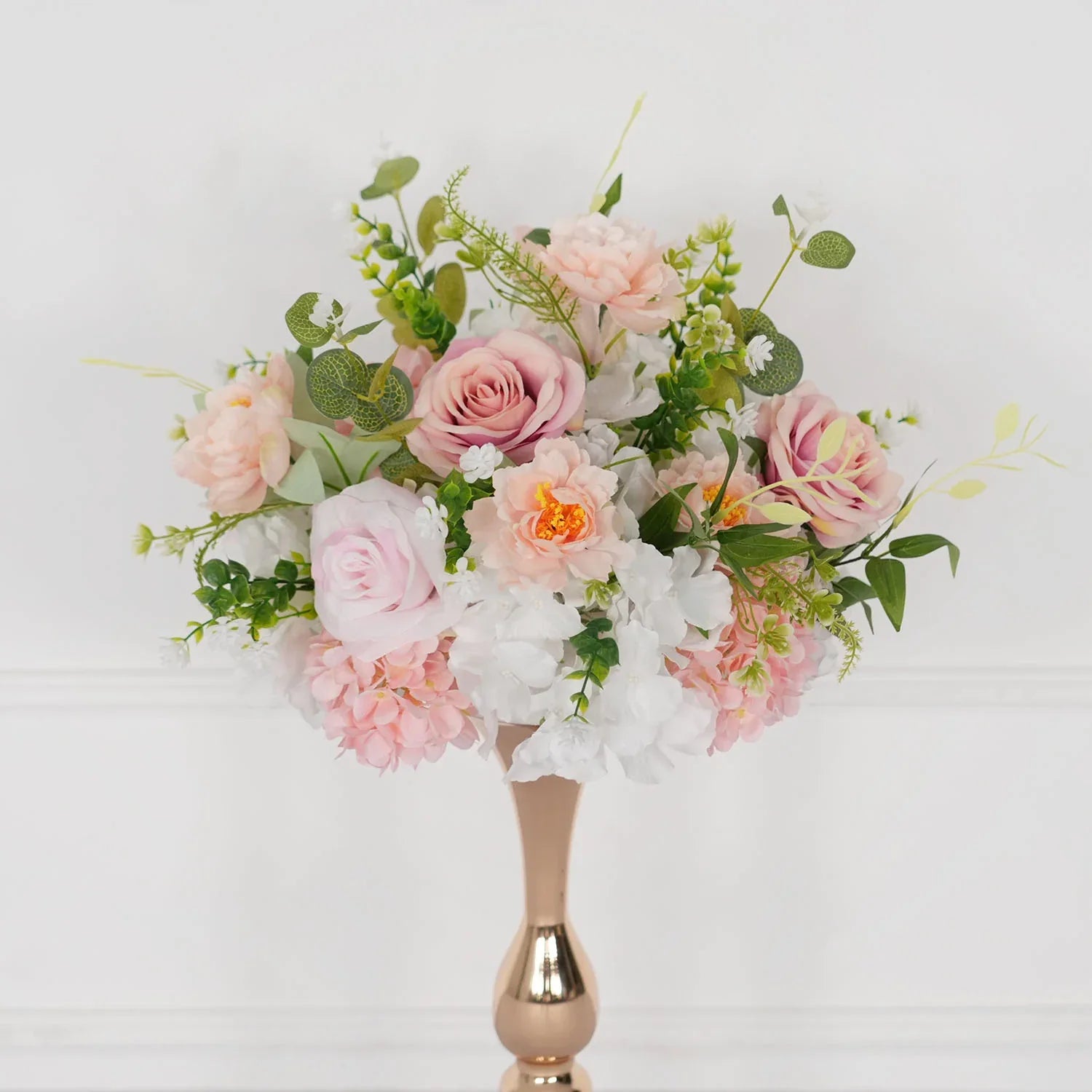Uflower Pink White Rose Green Leaf Table Centerpieces Floral Ball Wedding Decoration MB80070 - Uflower