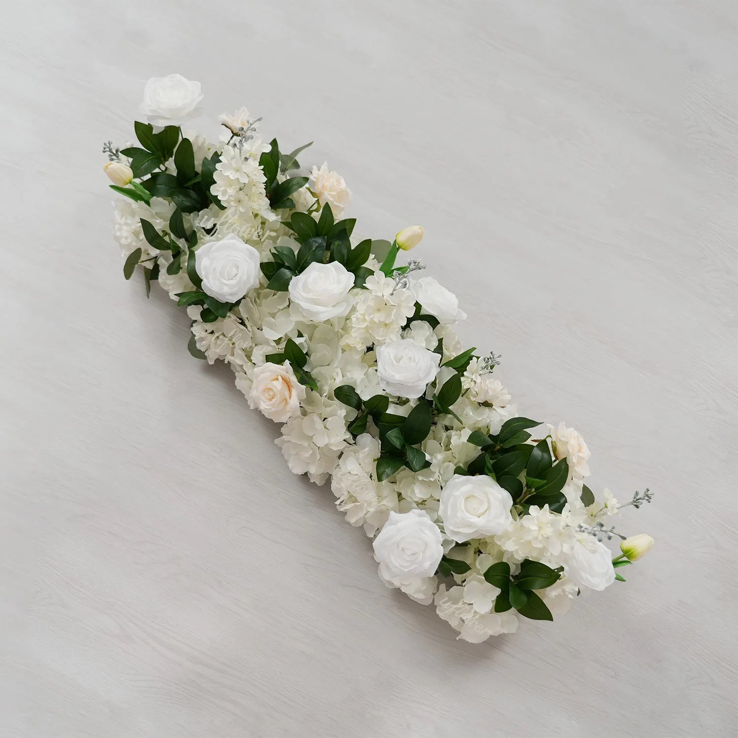 Uflower White Rose Greenery Sofa Table Runner Floor Flower Arrangement MC80222-04