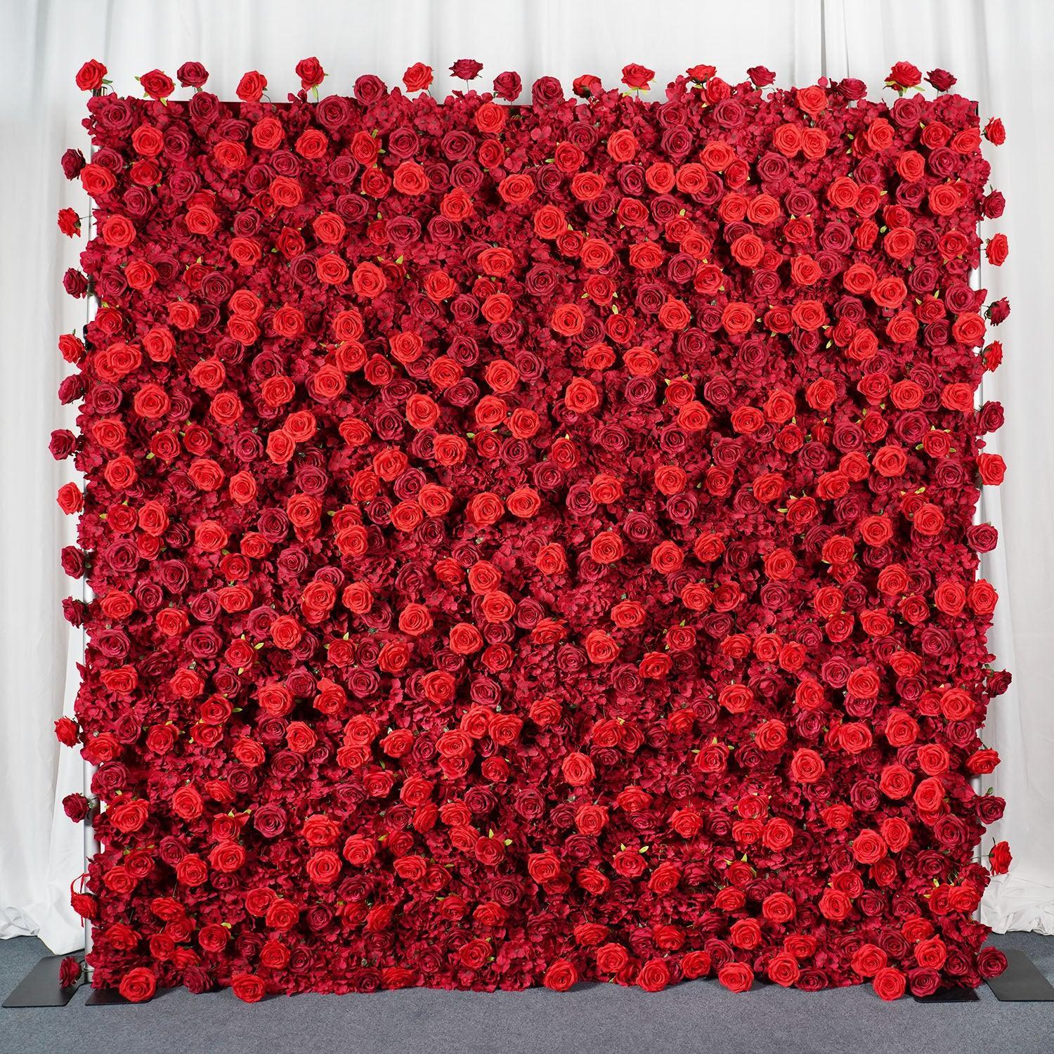 Uflower Artificial Red Rose Flower Wall Wedding Roller Blind Decor SET80013 - Uflower