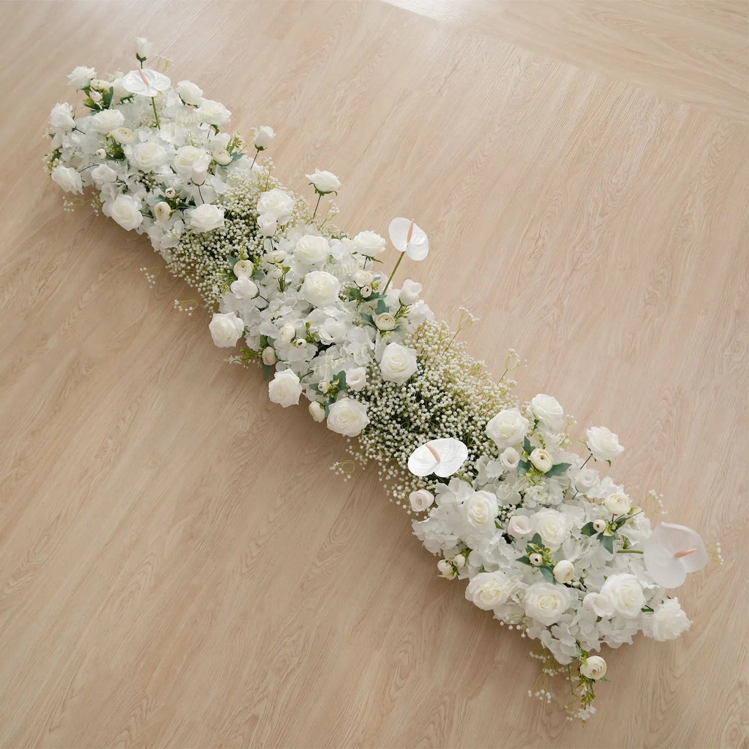 Uflower White Baby's Breath Flower Row Wedding KT Backdrop Decor SET80170