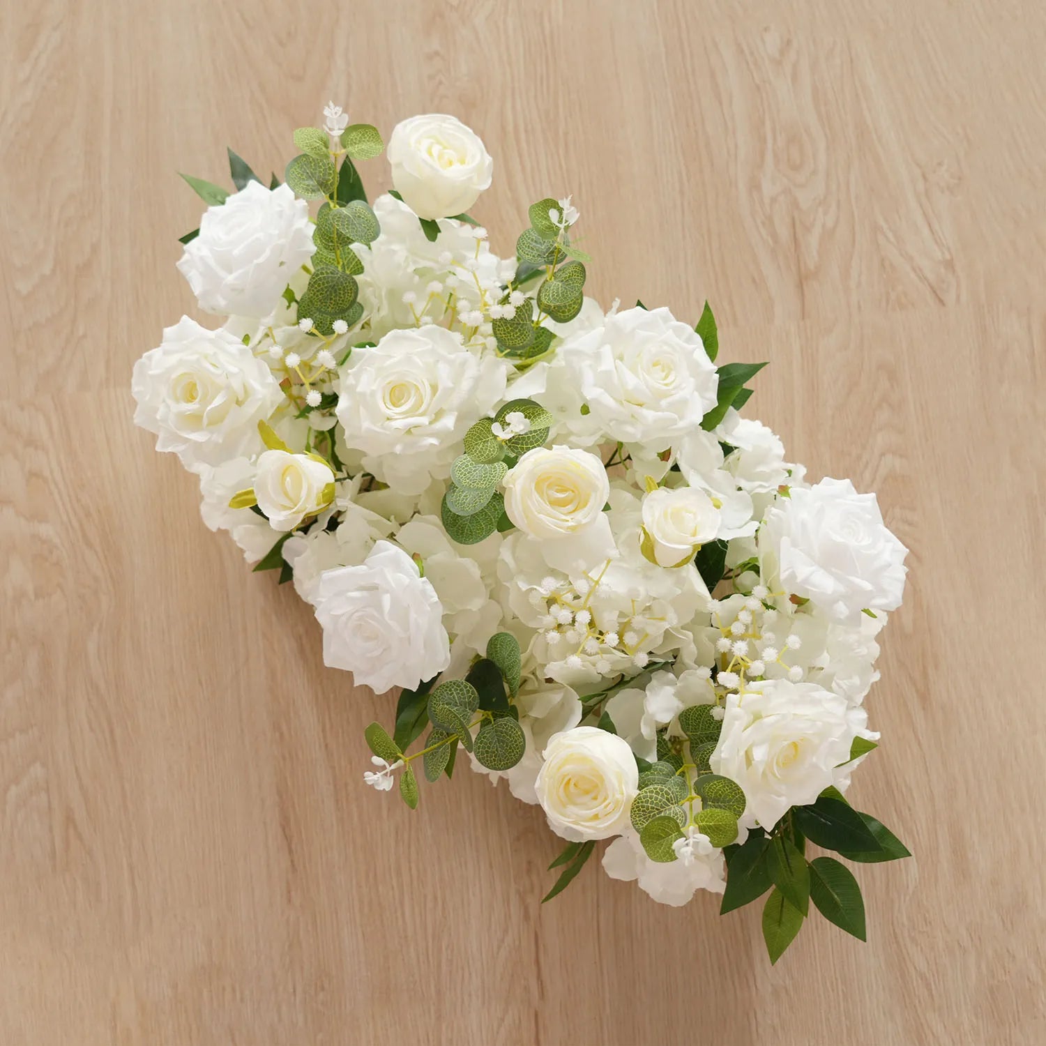 Uflower White Floral Arrangement Wedding Arch Backdrop Party Flower Row Decor MC80115-01