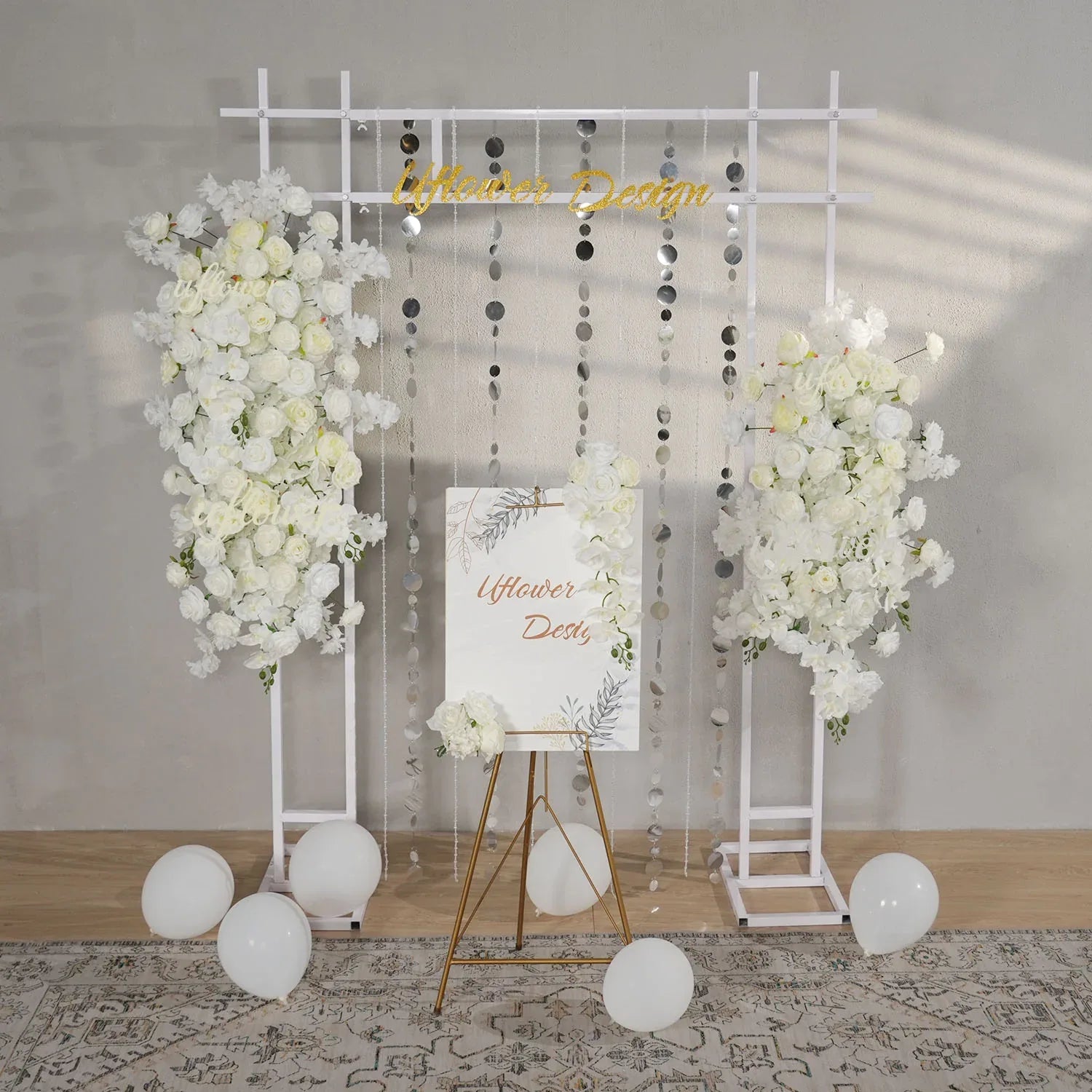 Uflower Artificial White Wedding KT Backdrop Flower Row Decor SET80129 - Uflower