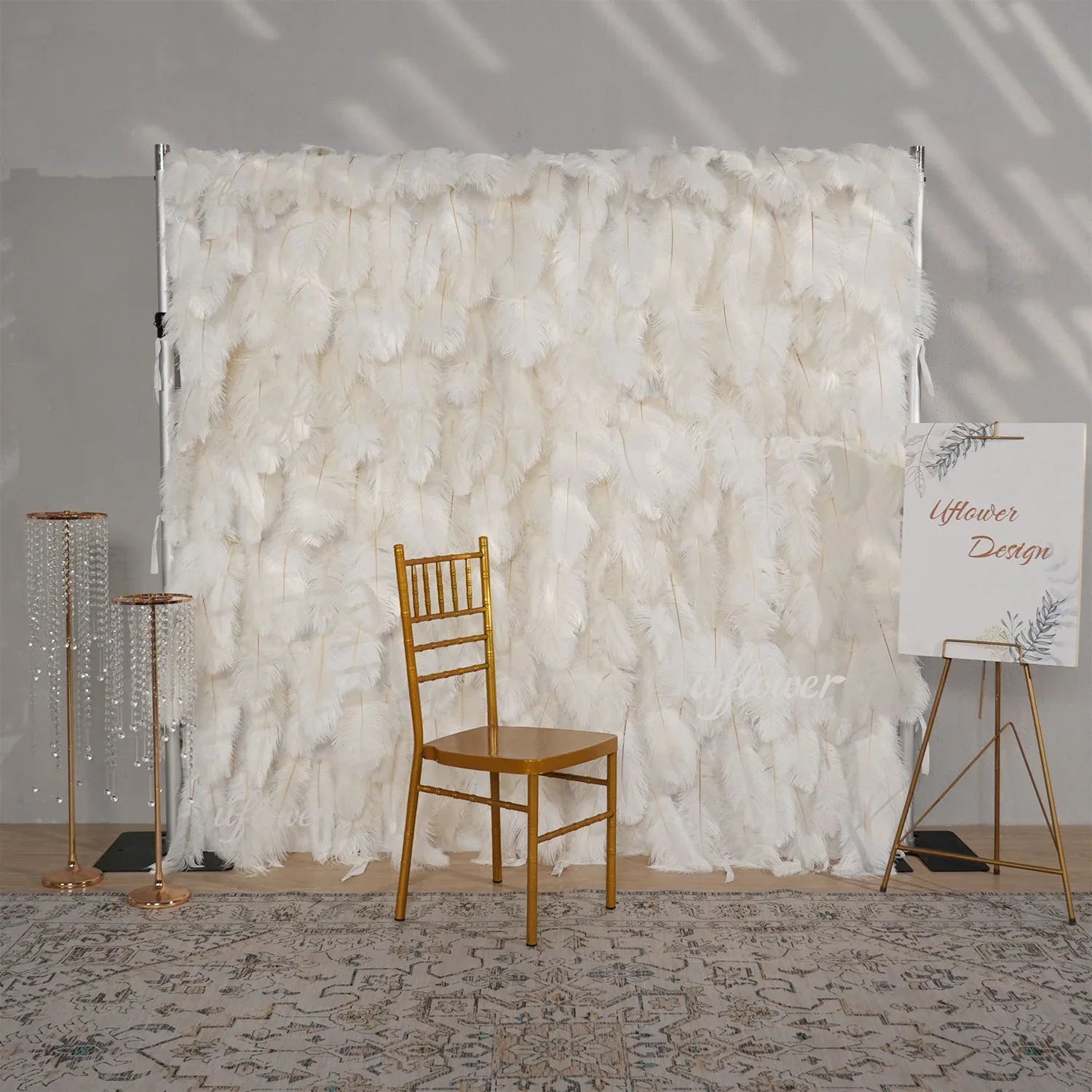 Uflower Artificial White 5D Flower Wall Wedding Backdrop Deco Birthday Party SET80140 - Uflower