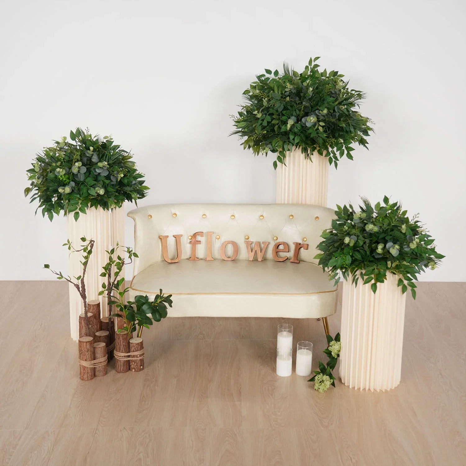 Uflower Green Leaf Table Centerpiece Floral Ball Wedding Table Decoration MB80066 - Uflower