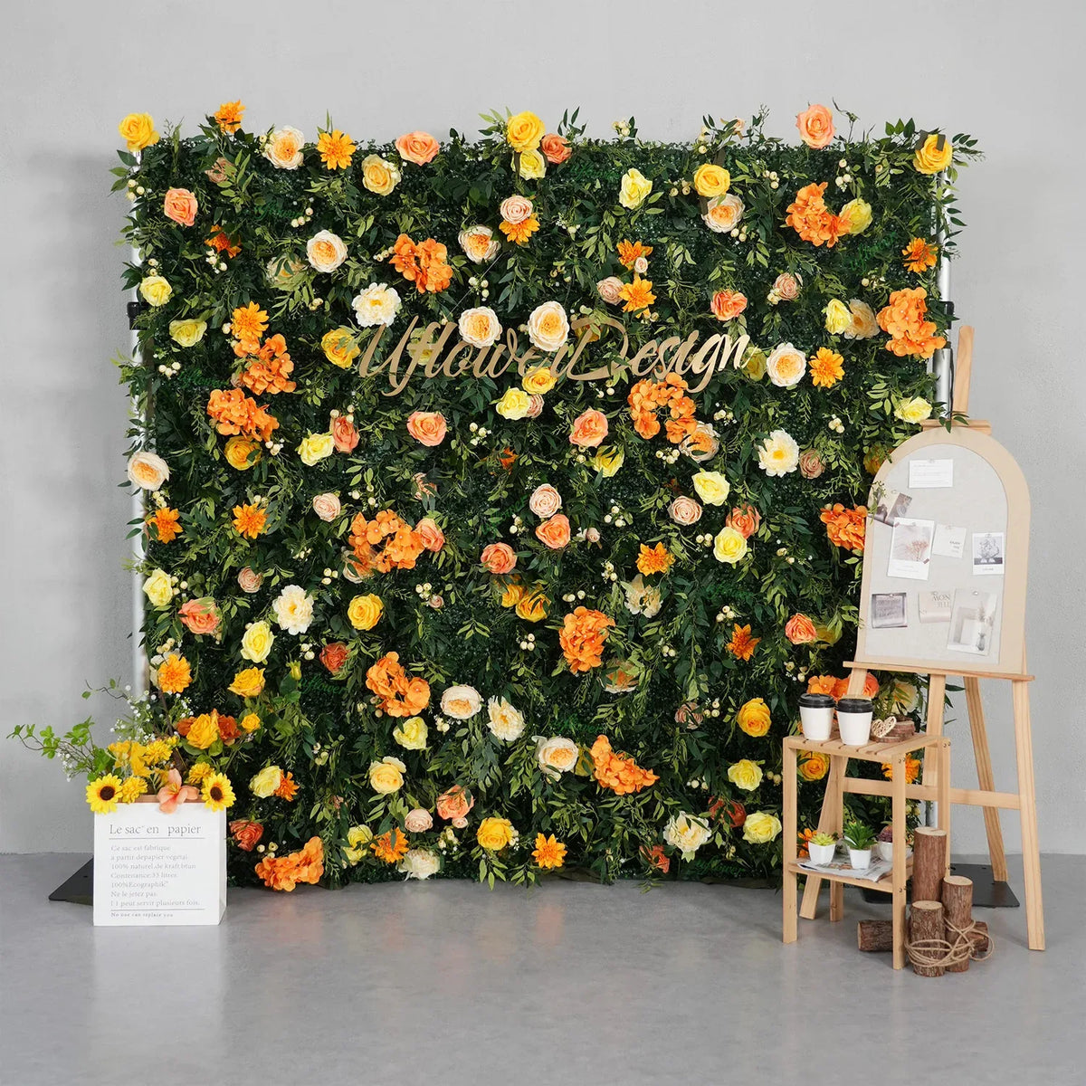 Uflower Autumn Orange Yellow Flower Wall Fall Wedding Party Event Decor SET80198 - Uflower