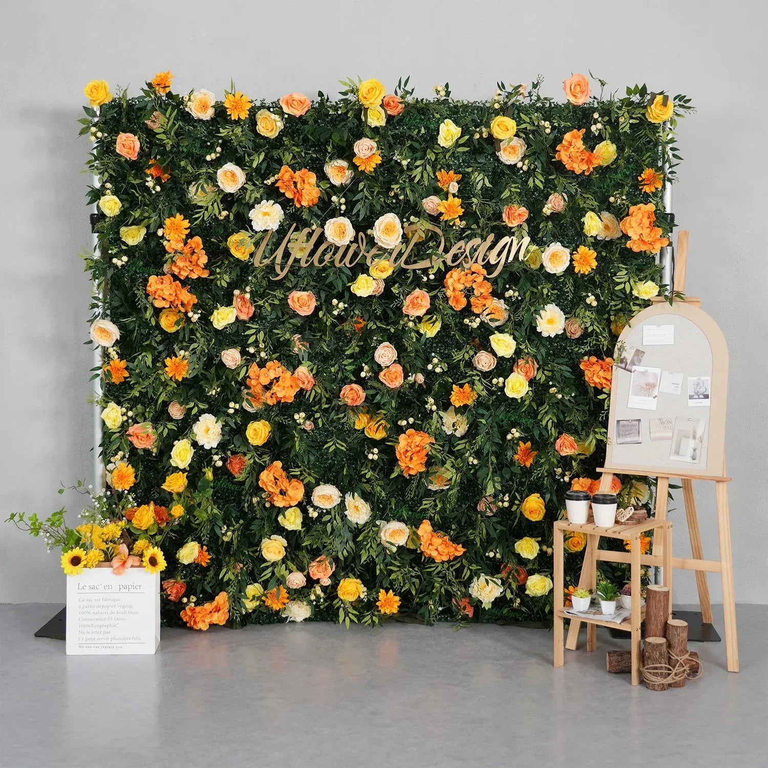 Uflower Autumn Orange Yellow Flower Wall Fall Wedding Party Event Decor SET80198 - Uflower