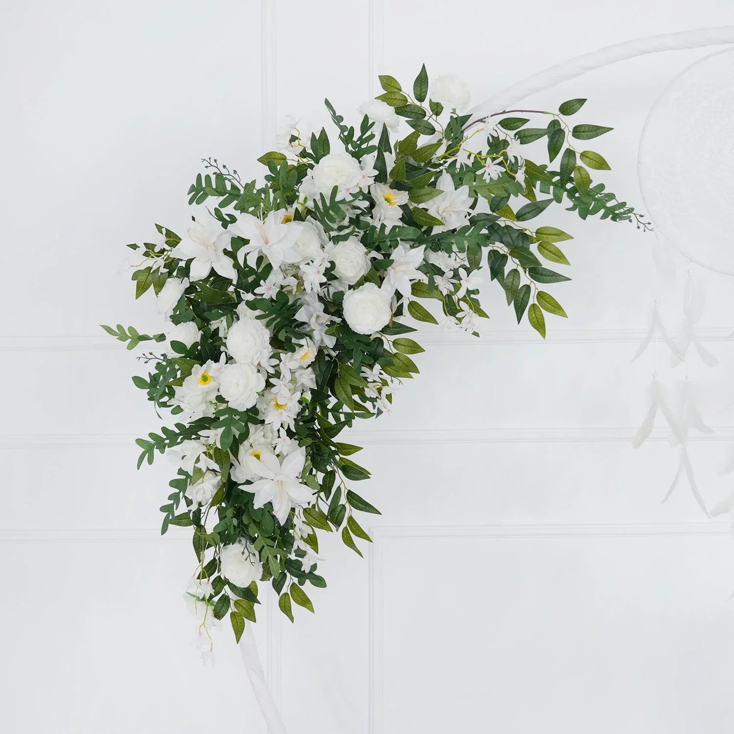 Uflower Artificial White Flower Row KT Background Wedding Decor SET80062 - Uflower