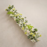 Uflower Crème Blanc Vert Motif Floral Chemin de Table pour Mariage et Fête Décoration MC80307-01