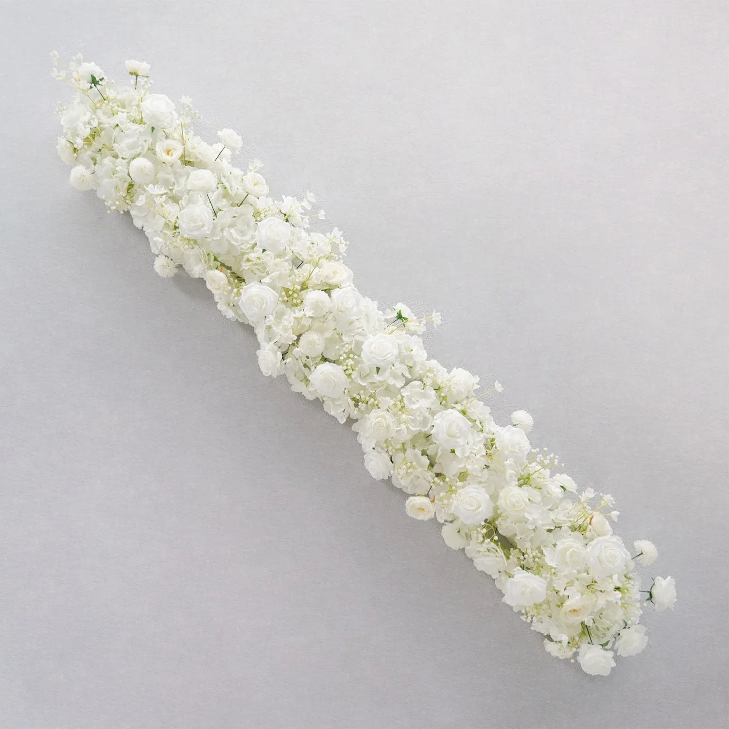 Uflower White Rose Table Runner Sofa Floral Wedding Backdrop Decor MC80119-01 - Uflower