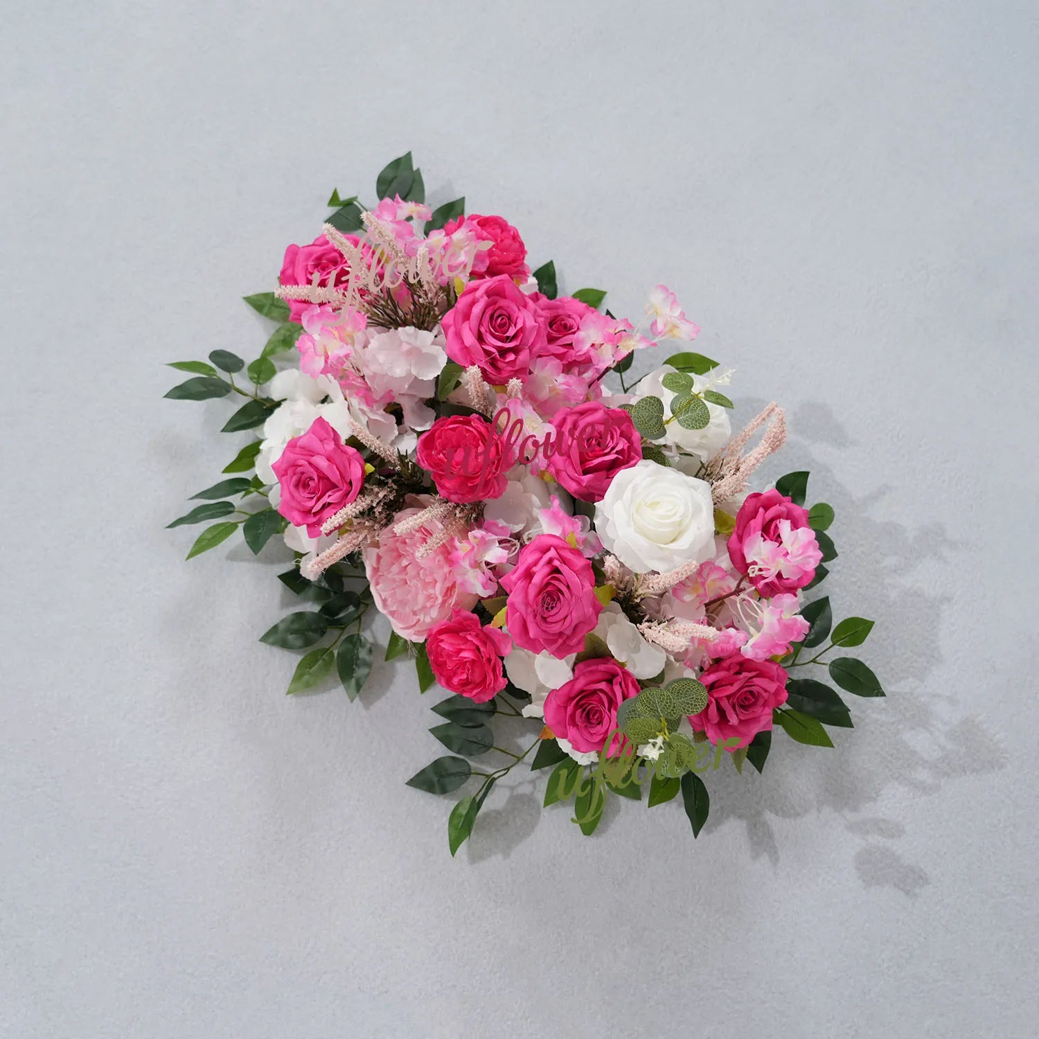 Uflower Pink Floral Arrangement Wedding Backdrop Party Flower Row Decor MC80083-01