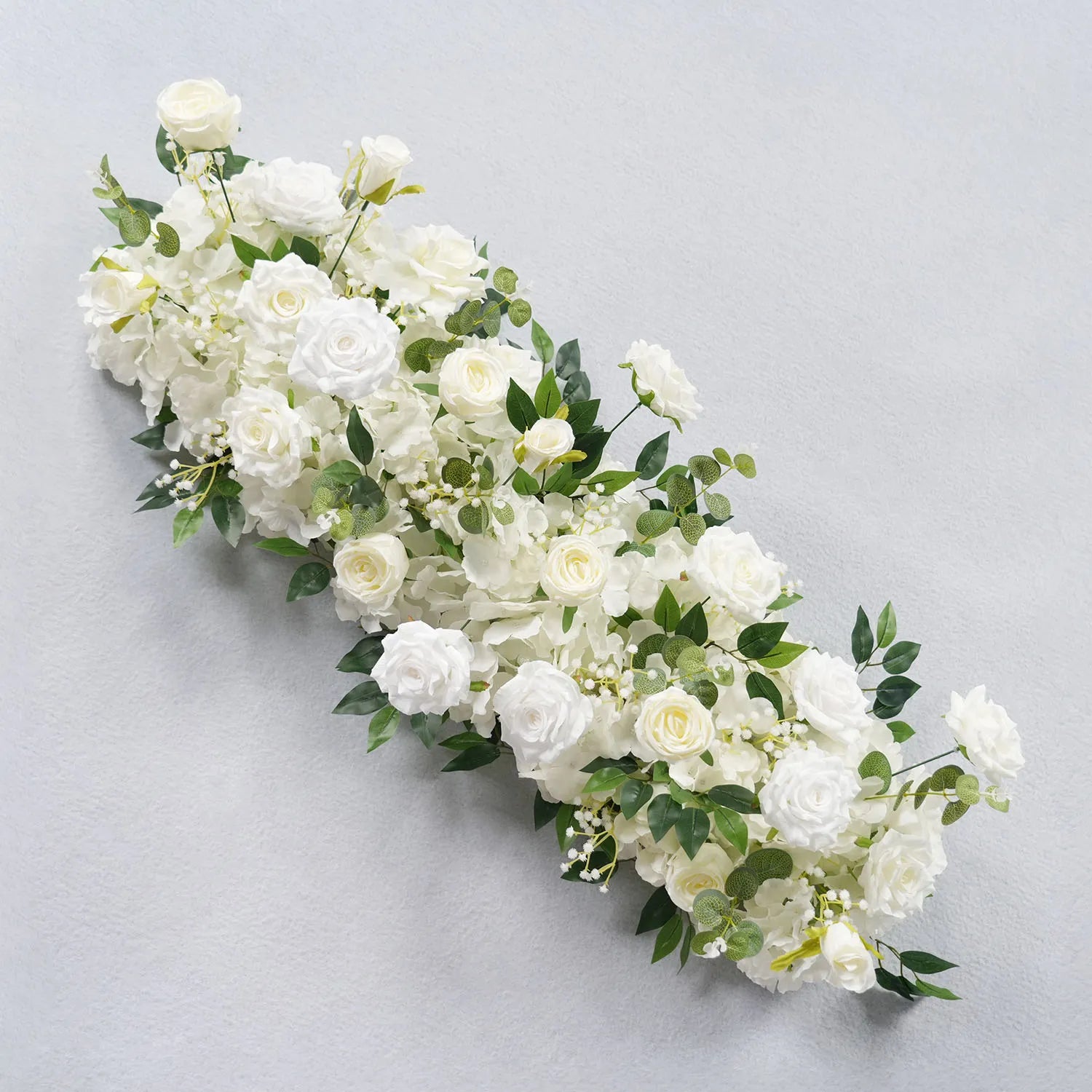 Uflower White Floral Arrangement Wedding Arch Backdrop Party Flower Row Decor MC80115-01