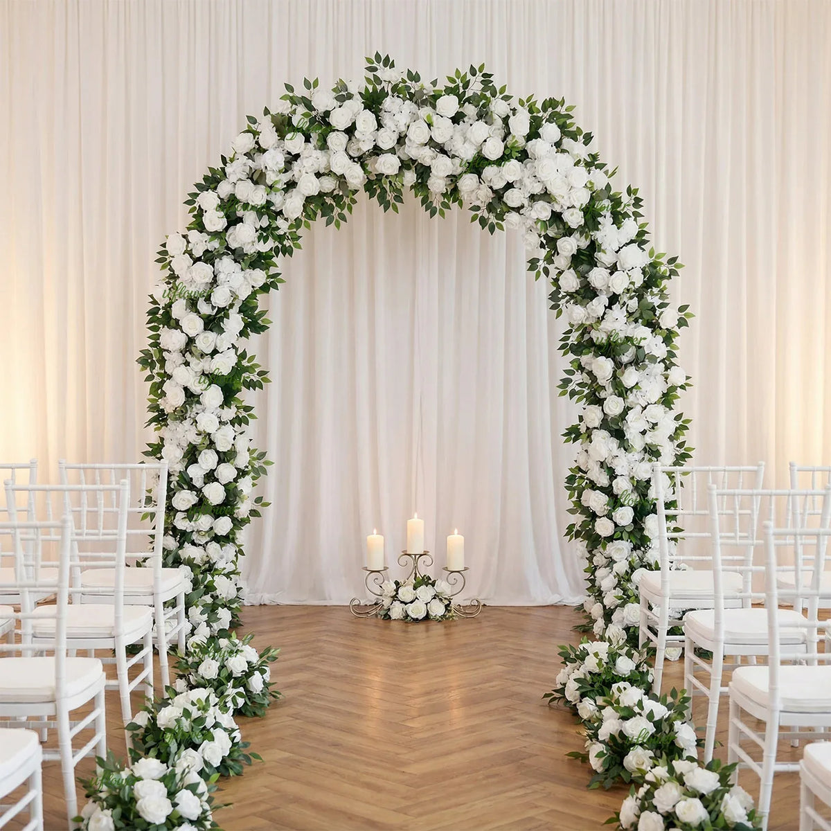 Uflower Green White Rose Willow Leaves Wedding Background Arch Decoration Flower Arrangement SET80086 - Uflower