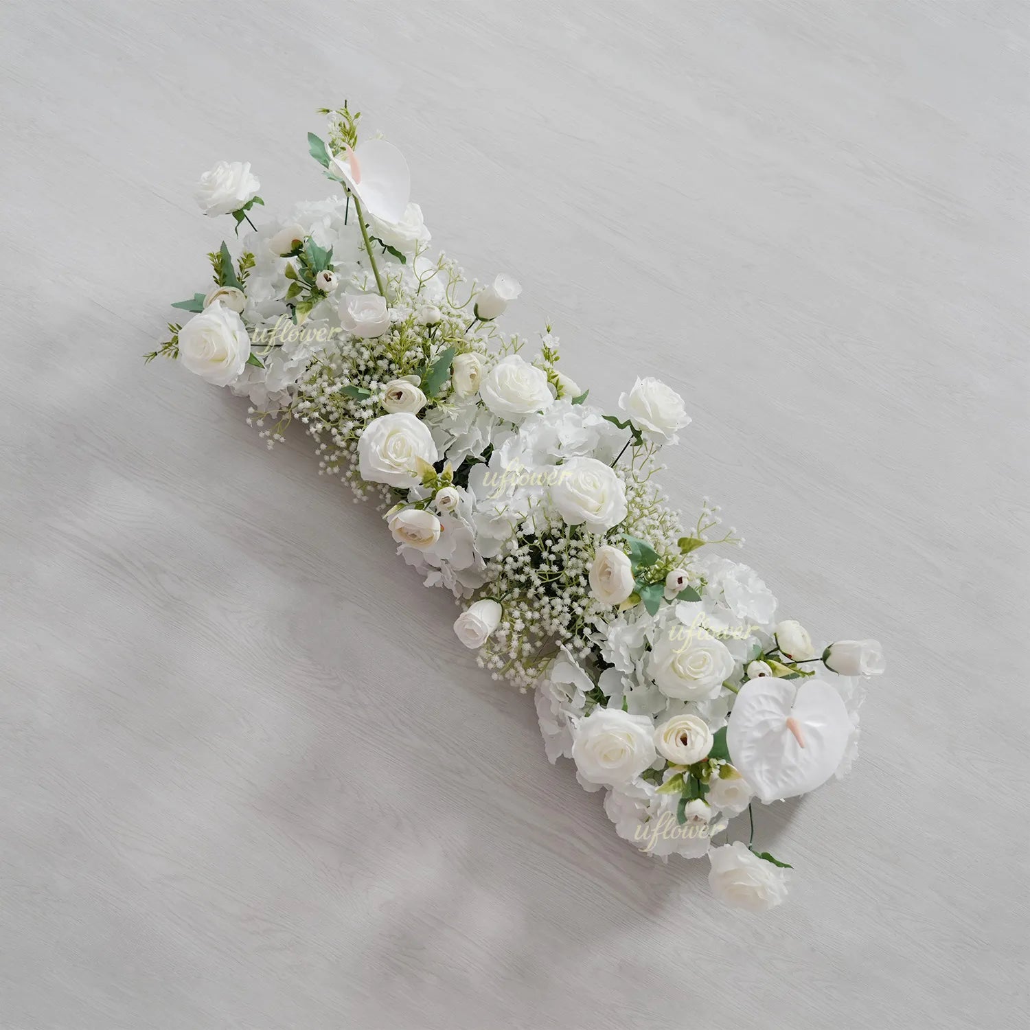 Uflower White Baby's Breath Flower Row Wedding KT Backdrop Decor SET80170