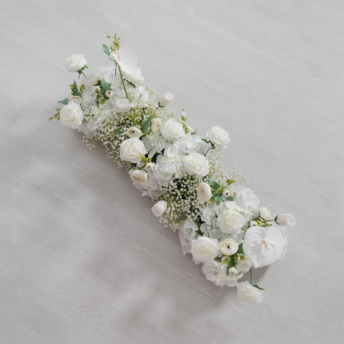 Uflower White Baby's Breath Flower Row Wedding KT Backdrop Decor SET80170