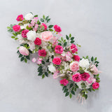 Uflower Décoration florale rose pour toile de fond de mariage, rangée de fleurs pour fête MC80083-01